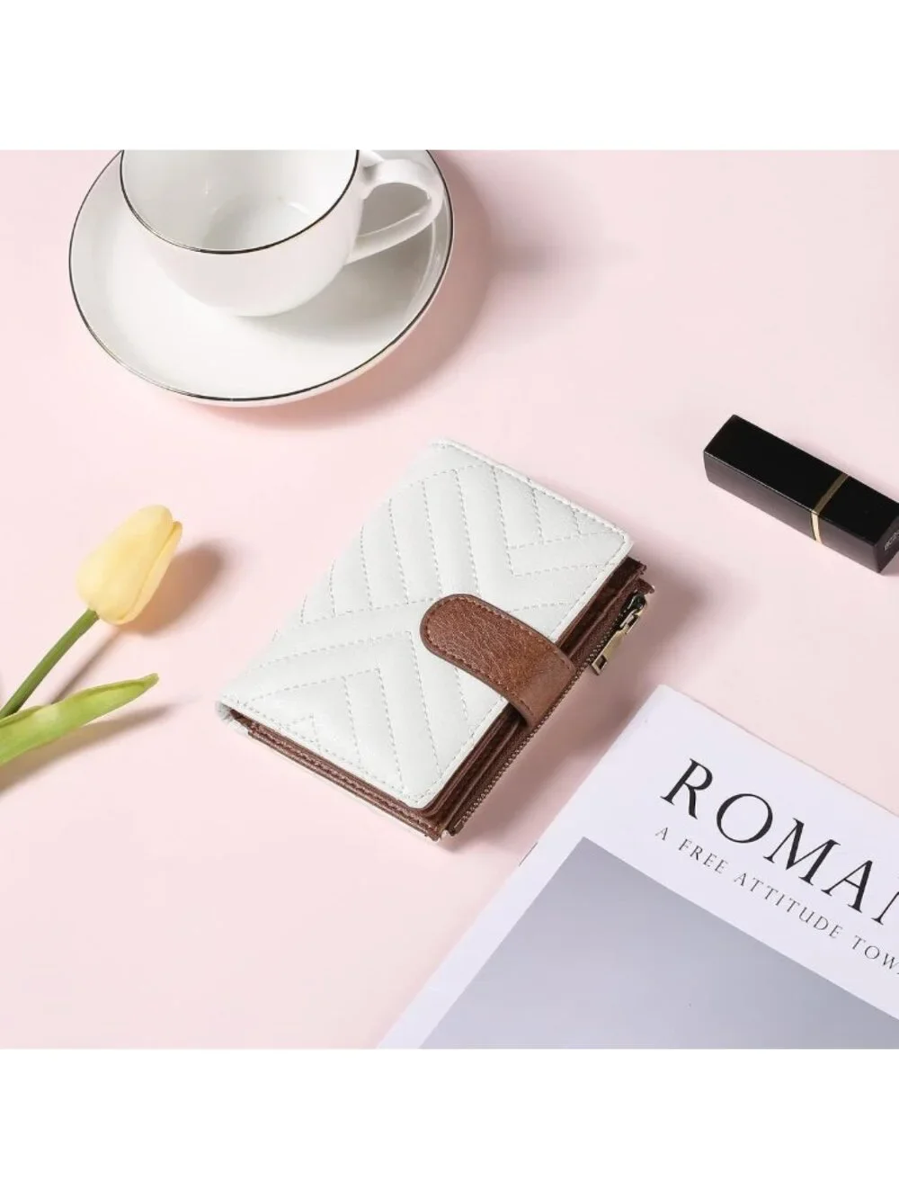 Vegan Leather Small Wallet for Women | RFID Blocking Bifold with Zipper Pocket
